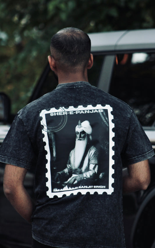 SHER E PUNJAB STAMP STONE WASHED TEE