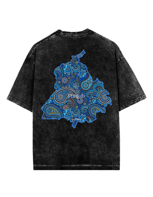BLUE FLORAL PANJAB STONE WASHED TEE